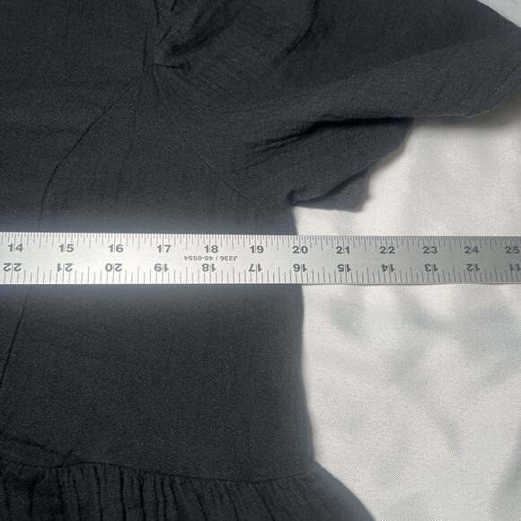 NEW Old Navy Flutter-Sleeve Textured Mini Swing Dress LBD 100% Cotton Black Sz L - Picture 8 of 8